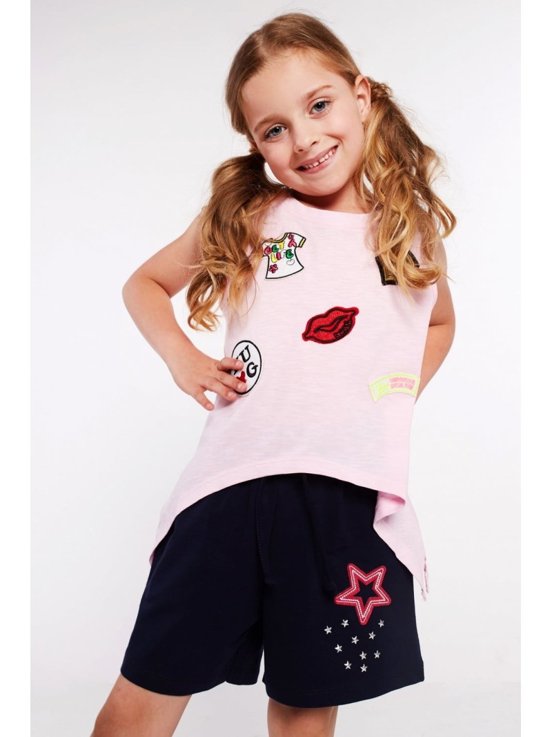 Girls\' shorts with a star, navy blue NDZ8726 - Online store - Boutique